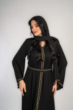 عباية خروج اسود تطريز دهبي - Image 4