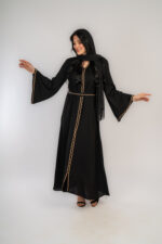 عباية خروج اسود تطريز دهبي - Image 7