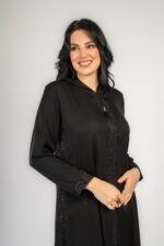 عباية خروج اسود كبيشون تطريز اسود - Image 5