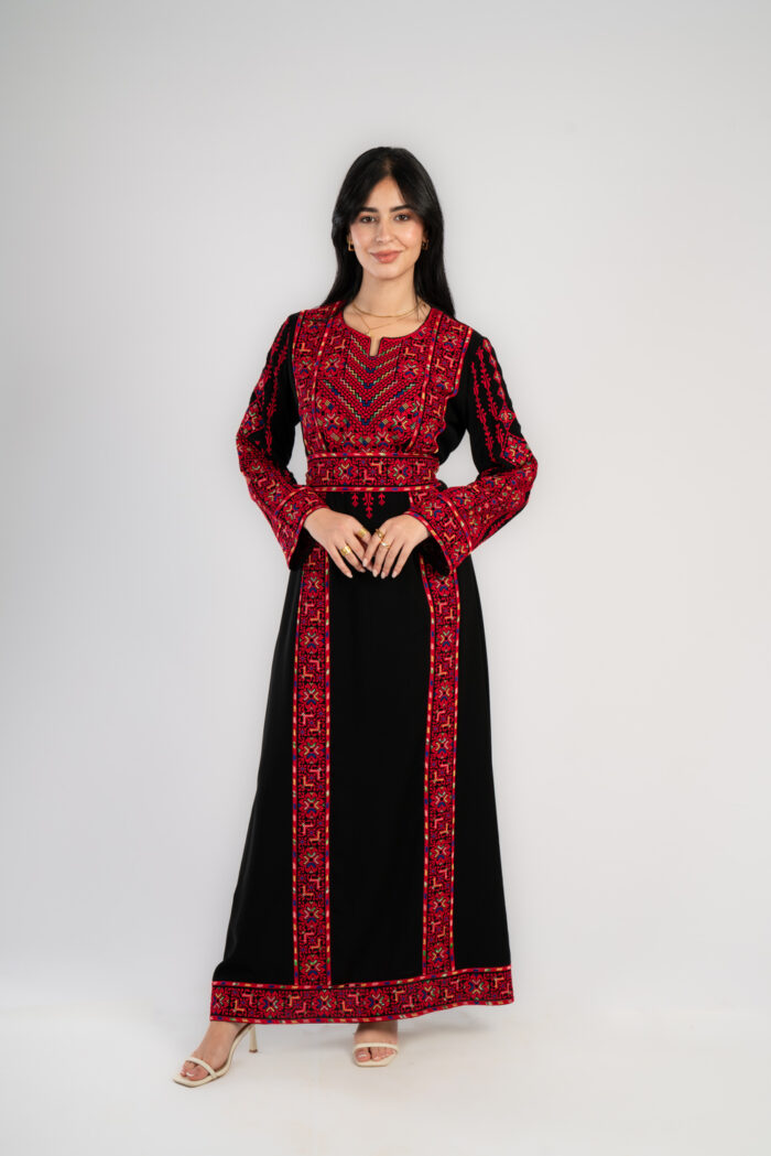 فستان فلسطيني التطريز كريب مكسر - Image 5