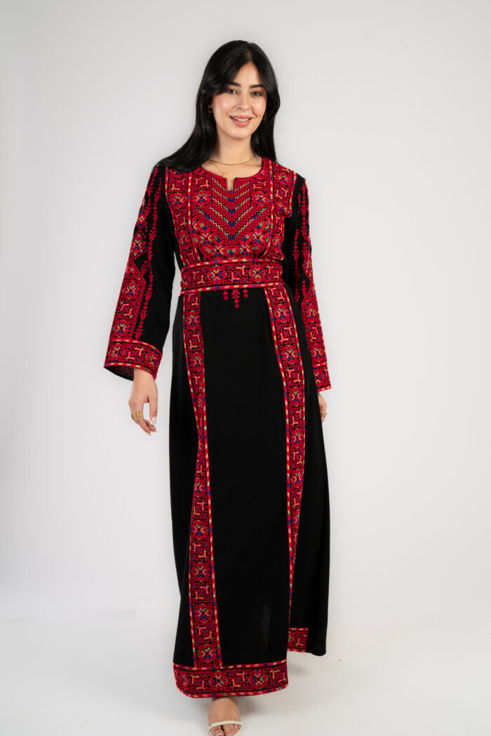 فستان فلسطيني التطريز كريب مكسر - Image 3
