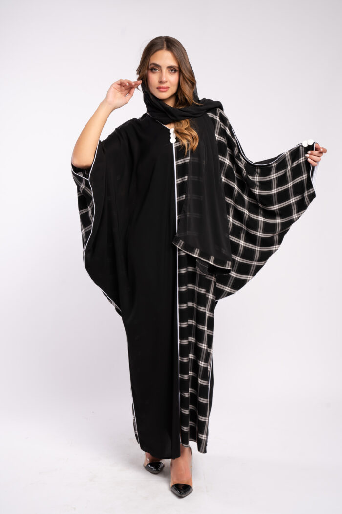 عباية اسود خروج مع طباعة - Image 15
