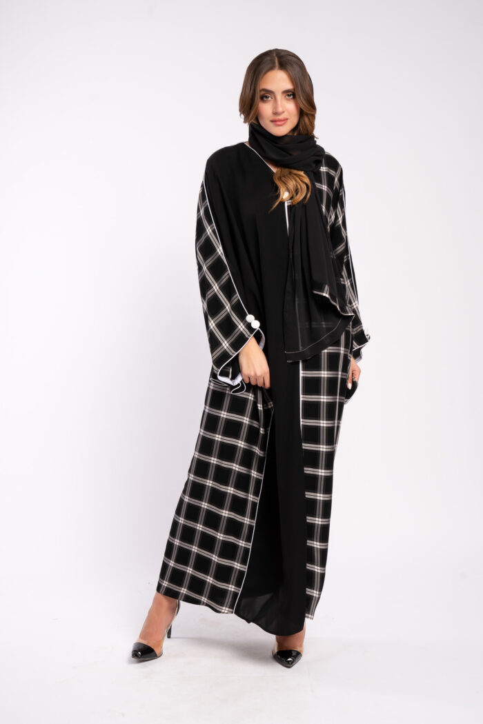 عباية اسود خروج مع طباعة - Image 13