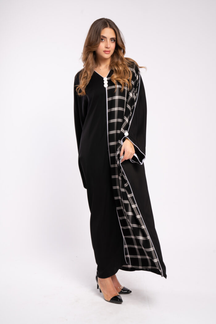 عباية اسود خروج مع طباعة - Image 9