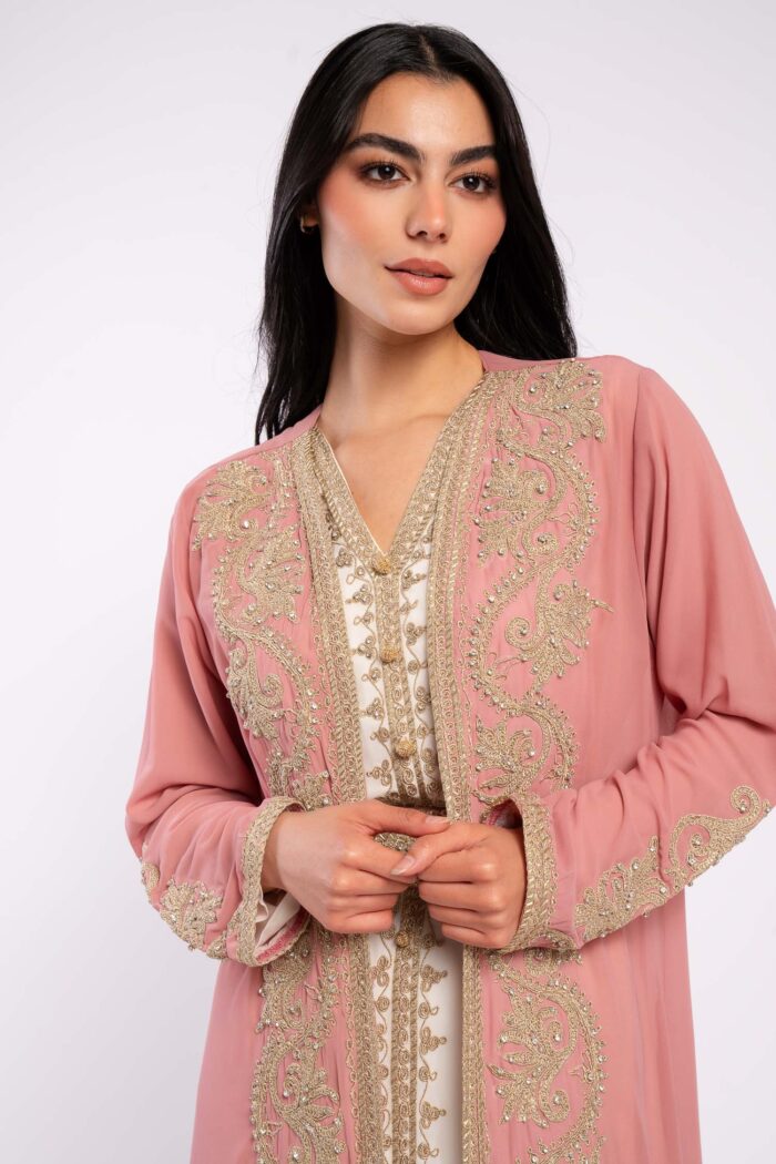 Moroccan kaftan with aghbani embroidery - Image 14