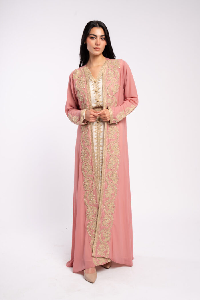 Moroccan kaftan with aghbani embroidery - Image 9