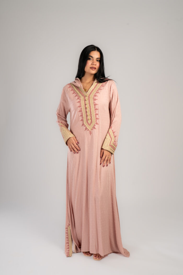 Moroccan cotton kaftan with hood - Image 1