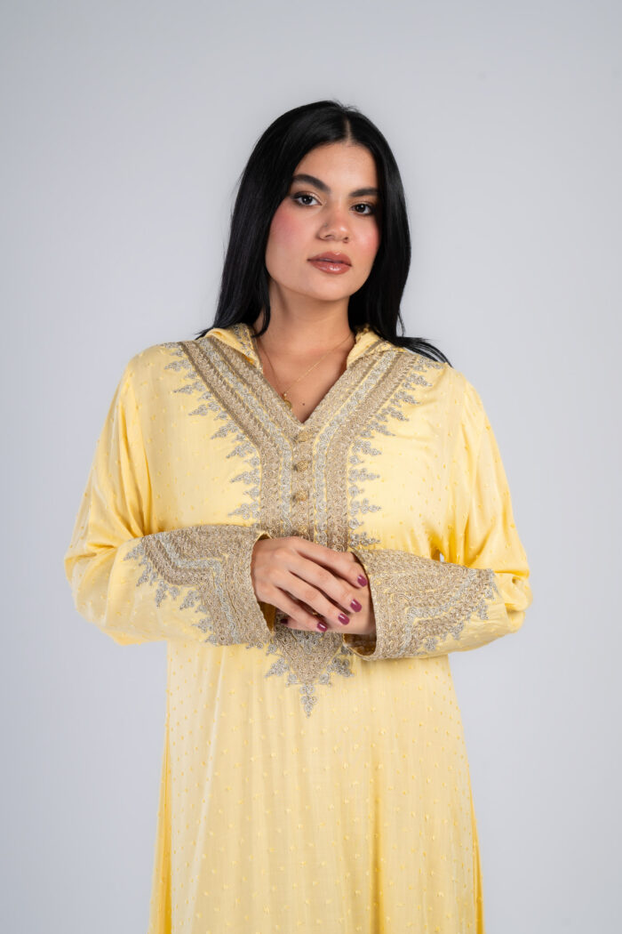 Moroccan cotton kaftan with hood - Image 3