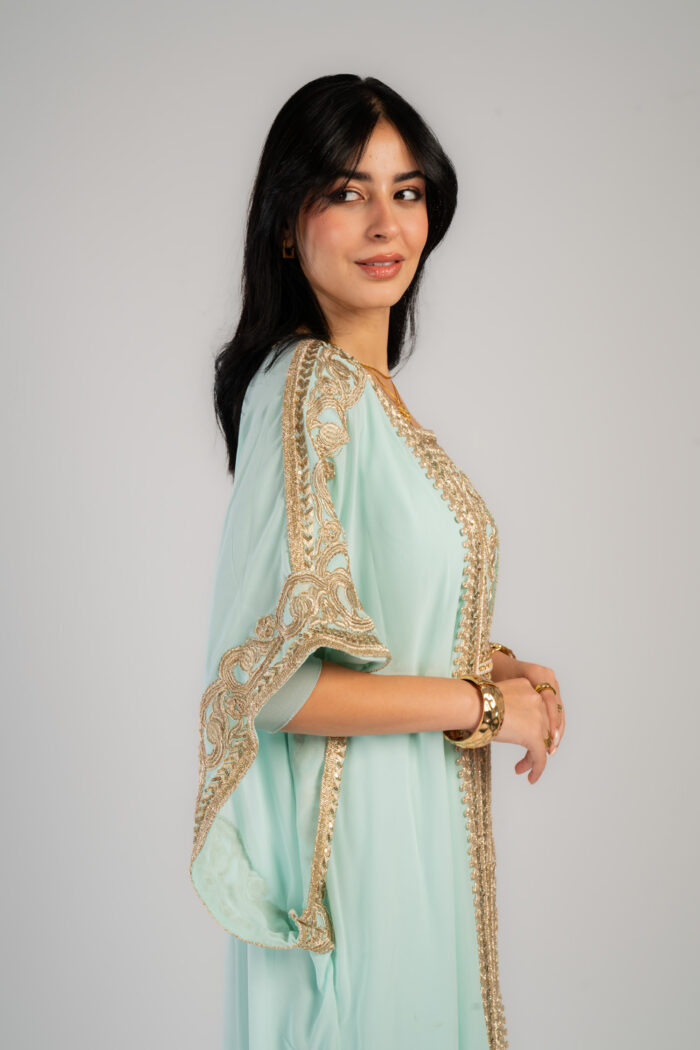 عباية استقبال شيفون كلفة دهب - Image 3
