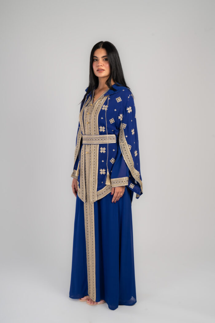قفطان مغربي قطعتين شال تطريز كامل - Image 2