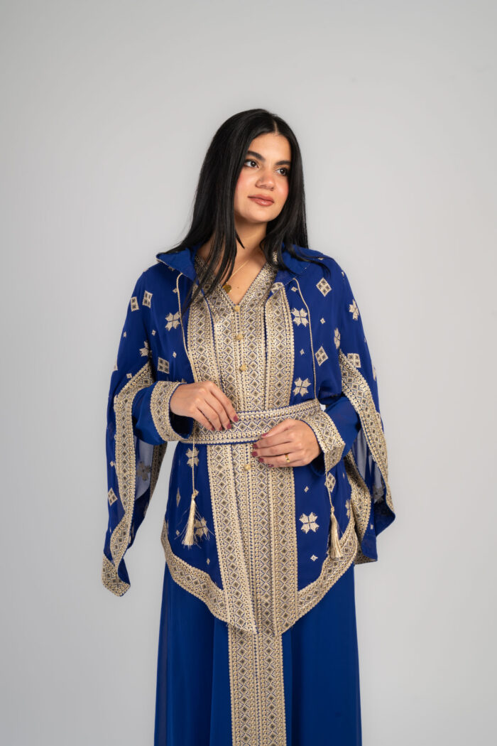قفطان مغربي قطعتين شال تطريز كامل - Image 1