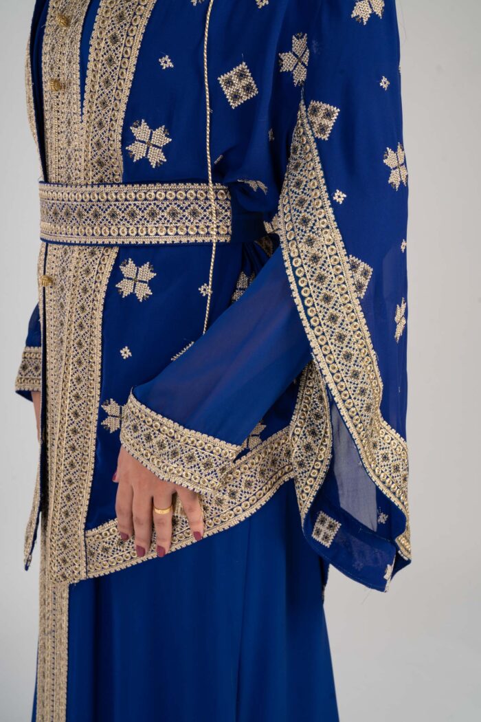 قفطان مغربي قطعتين شال تطريز كامل - Image 3